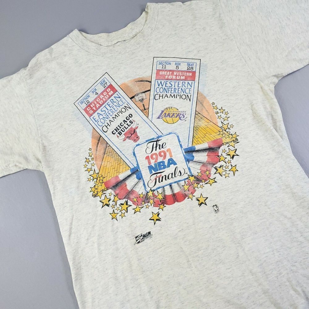 Vintage 1991 NBA Finals Shirt Mens XL Bulls Lakers Single Stitch Tee Made in USA